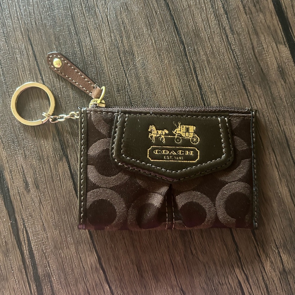 Brown Coach Wallet with Gold Detailing